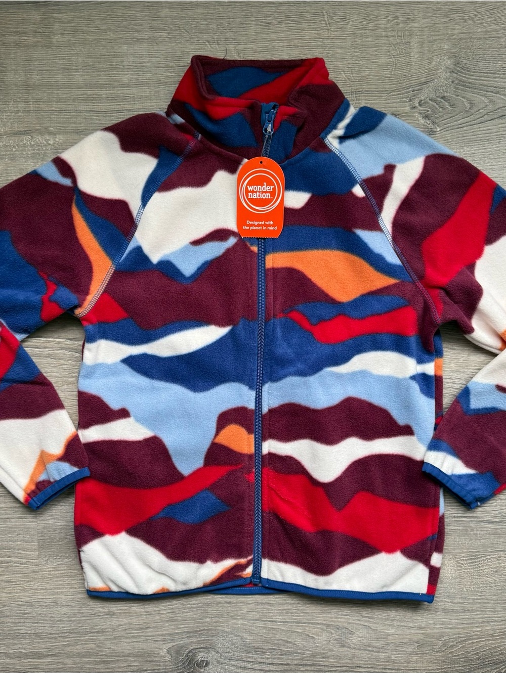 Wonder Nation Kids' L(10/12) Multi-Color Fleece Zip Jacket NWT